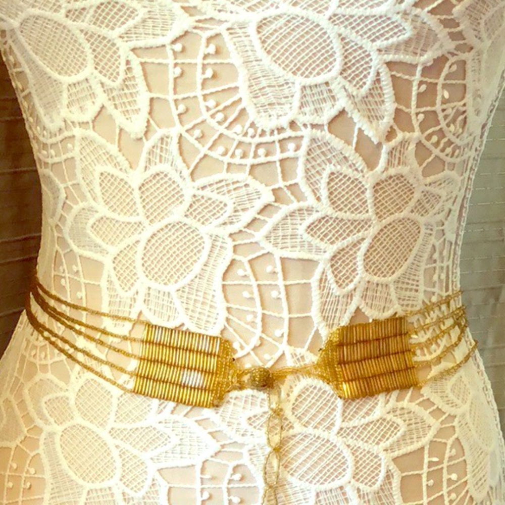 Vintage seeded bead gold Belt